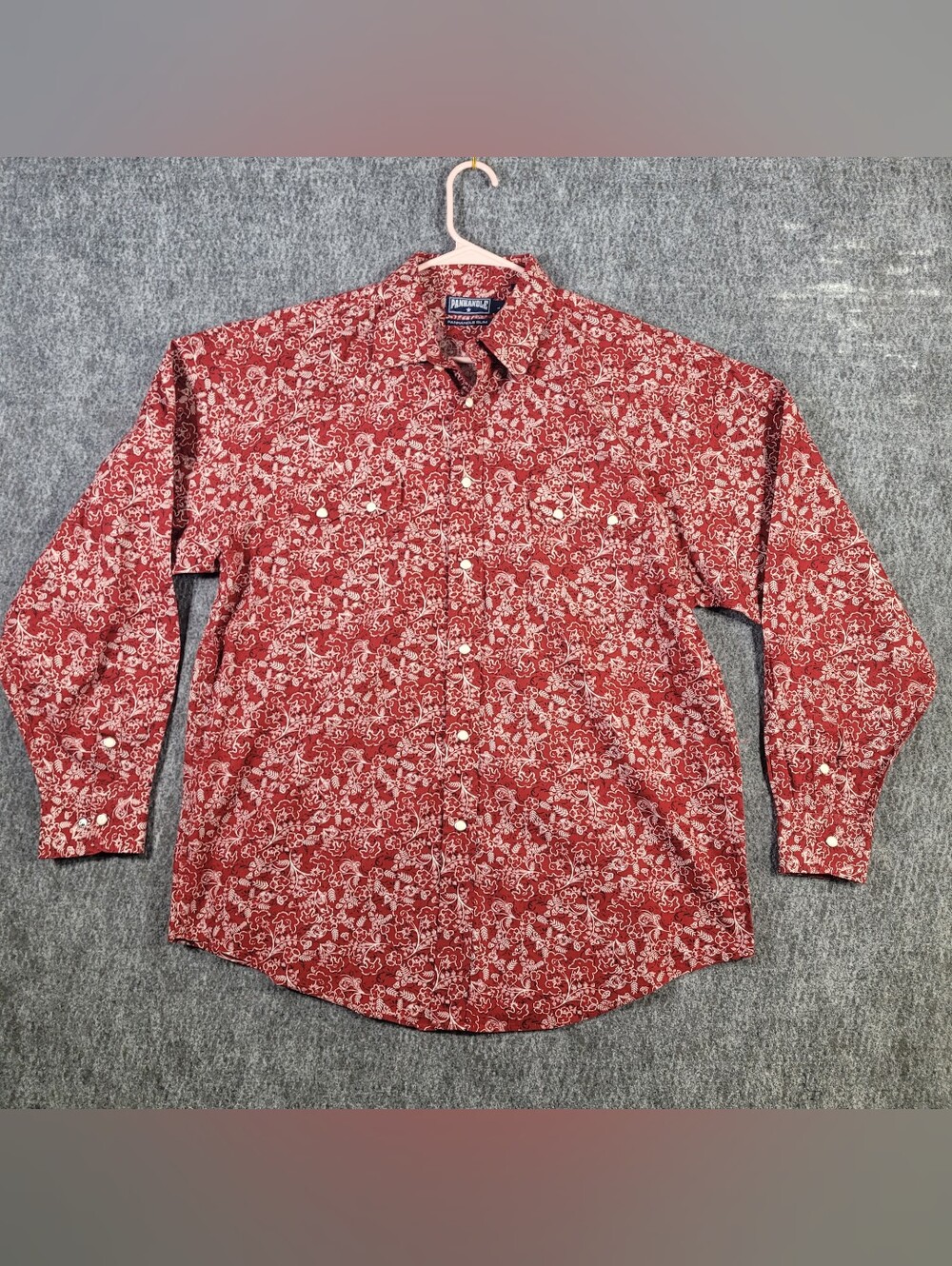 Panhandle Slim Mens Western Shirt L Red White Floral Hawaiian Pearl Snap Cowboy